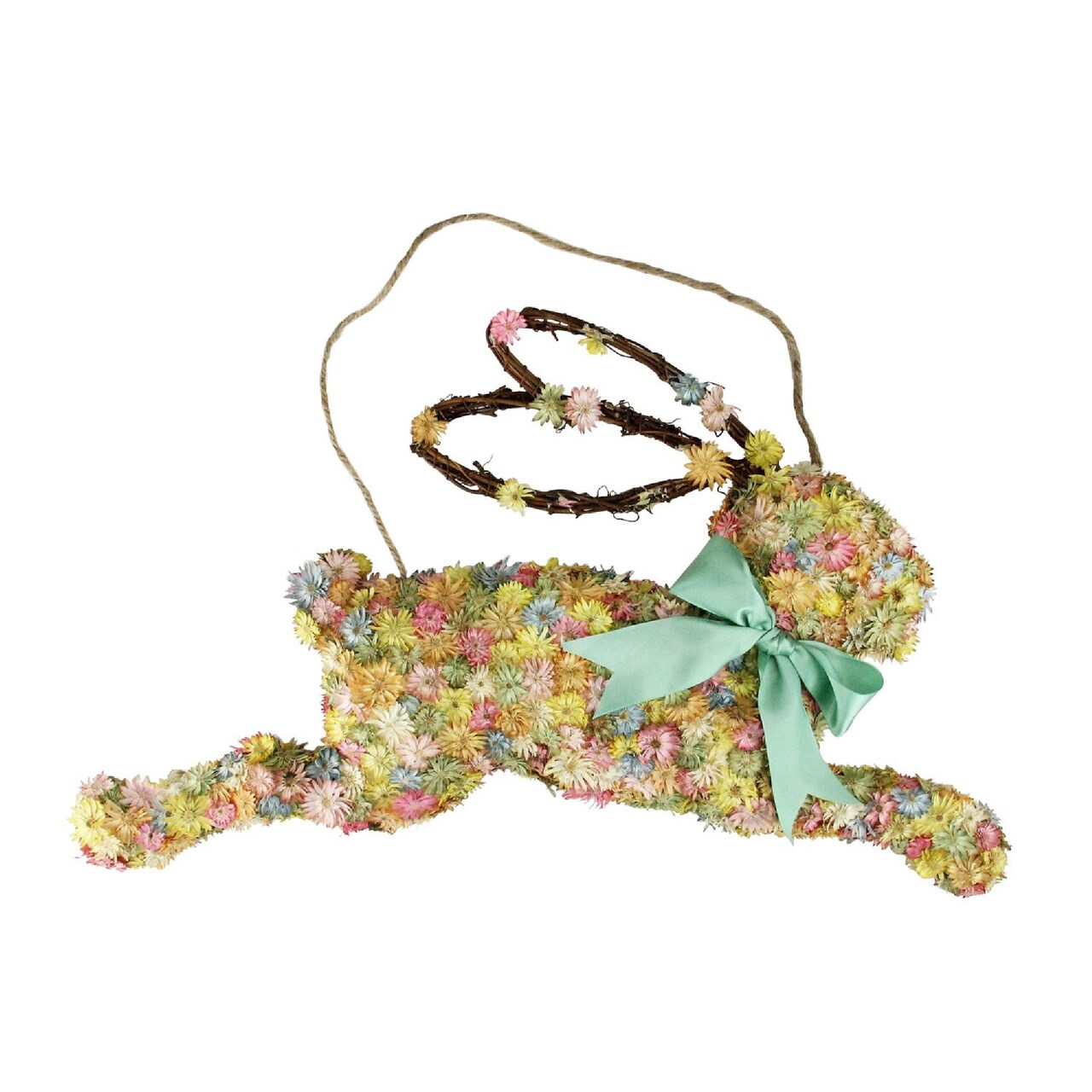 Raz 18.5" Running Pastel Floral Bunny Rabbit Spring Door Hanger